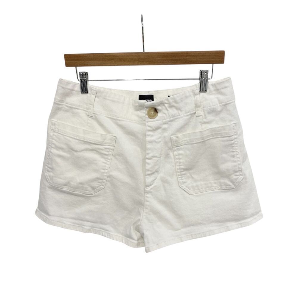 Anthropologie Maeve Colette Shorts White Women's 32 High Rise Patch Pockets - Picture 2 of 6